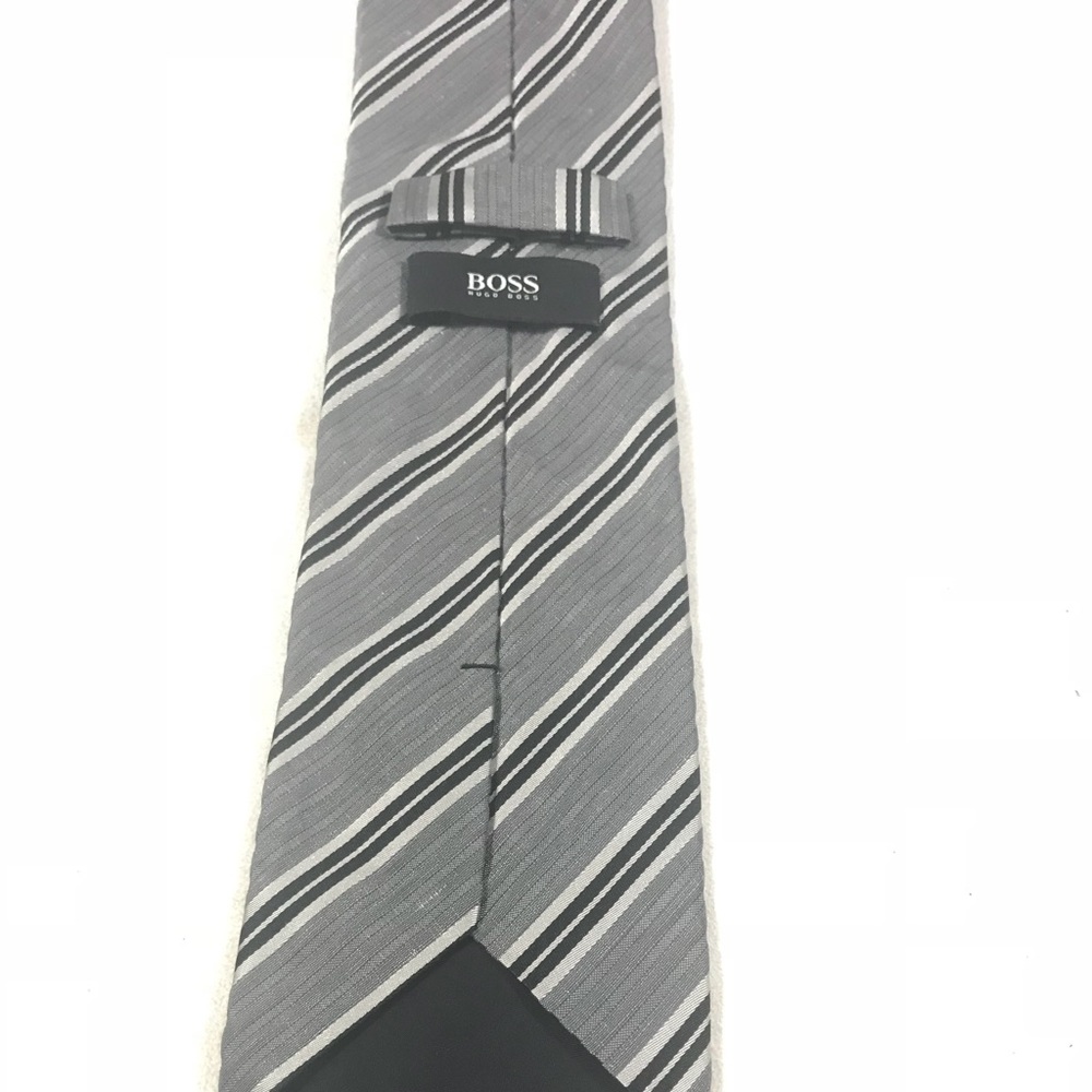 Hugo Boss Grey Striped Tie